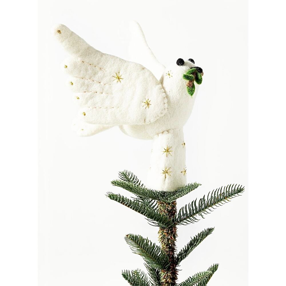 Anthropologie Christmas Holiday Felted Dove Tree Topper